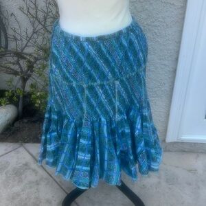 Odille Anthropologie Seersucker Pleat Ruffle Women's Skirt Size M